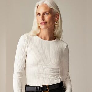 NWT J. Crew Pointelle long-sleeve T-shirt in Ivory